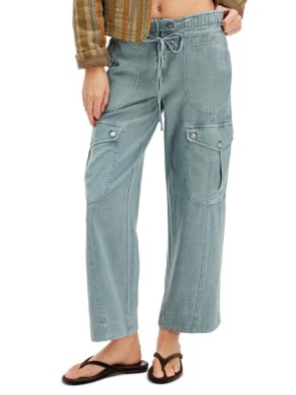 Free People Light Blue Cropped Cargo Pants